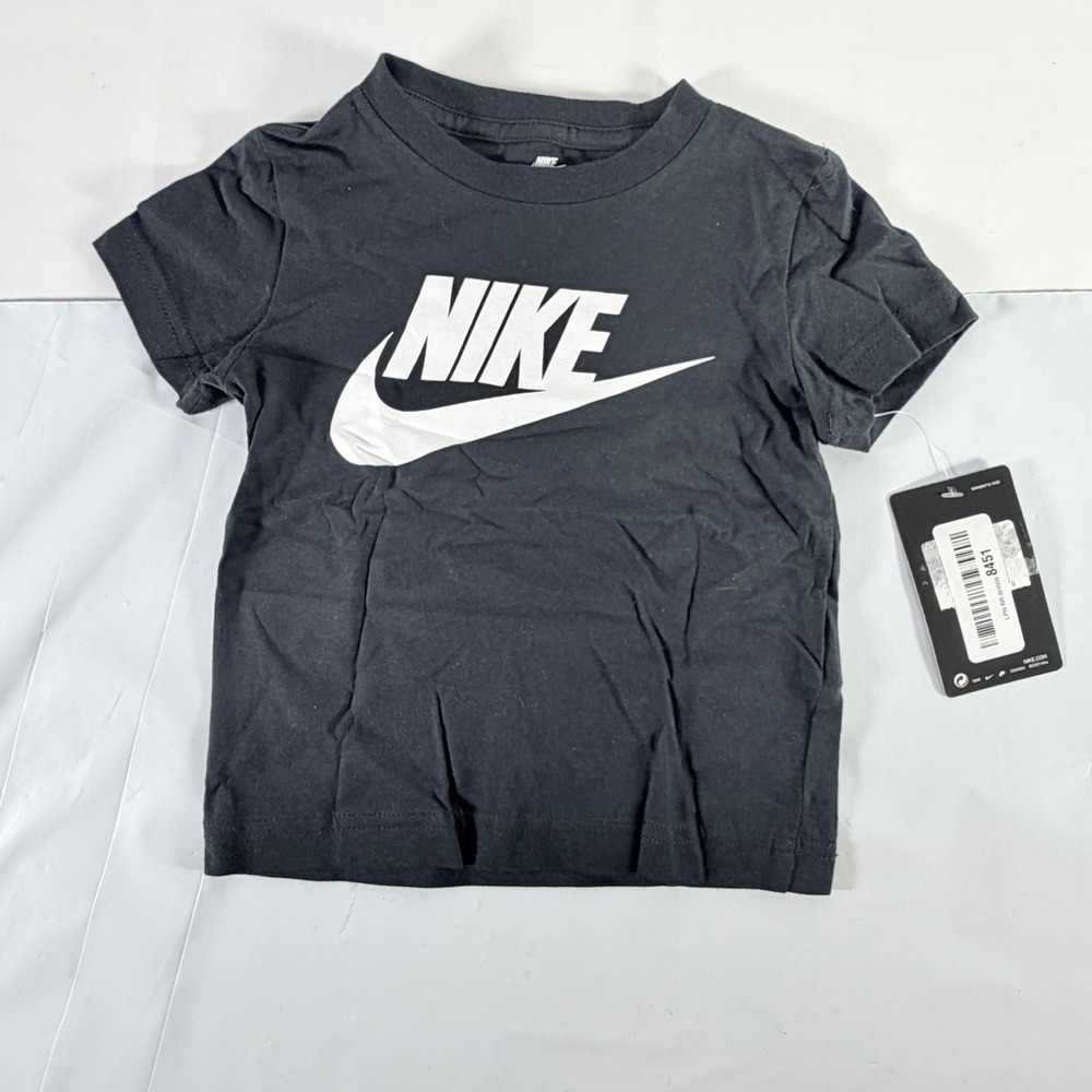 Nike Graphic Tee T-Shirt 2T Toddler Boys Black Classic Futura Big Swoosh Logo